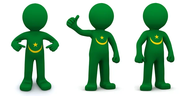 3d character textured with flag of Mauritania — Stock Photo, Image