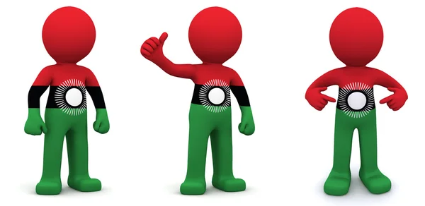 3D-Charakter strukturiert mit Flagge von Malawi — Stockfoto