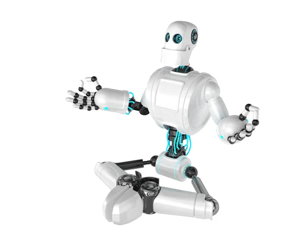 Roboter sitzt in Lotusposition — Stockfoto