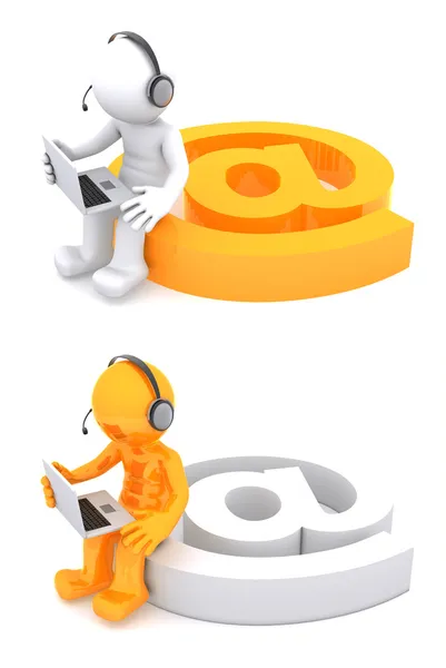 Personagem 3D com um sinal de e-mail — Fotografia de Stock