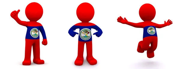3D-Charakter strukturiert mit der Flagge von Belize — Stockfoto