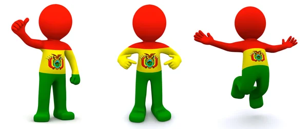 ボリビアの旗と織り目加工 3 d キャラクター — ストック写真