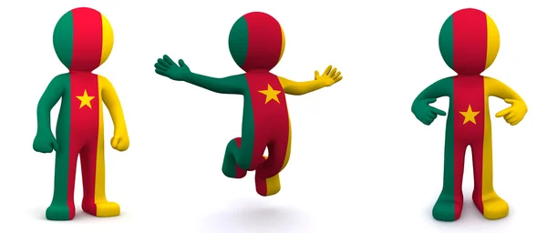 3d character textured with flag of Cameroon — Stock Photo, Image