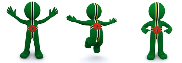 Personagem 3d texturizado com bandeira de Dominica — Fotografia de Stock