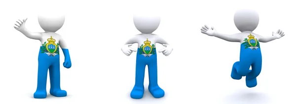 Personagem 3d texturizado com bandeira de San Marino — Fotografia de Stock