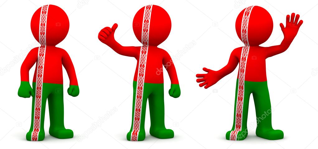 3d character textured with flag of Belarus