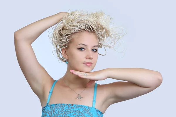 Young blonde with plaits. — Stock Photo, Image