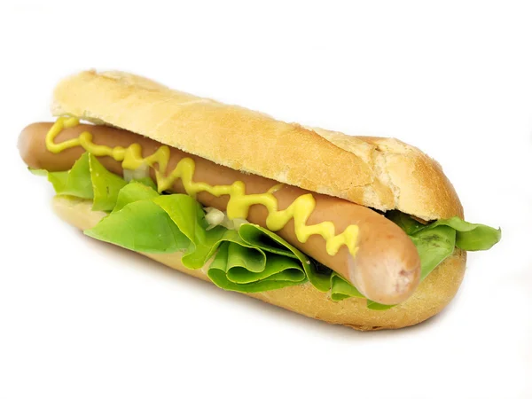 Hot-dog fehér háttér — Stock Fotó