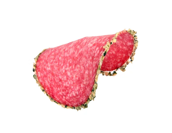 Läckra peppar salami isolerade — Stockfoto