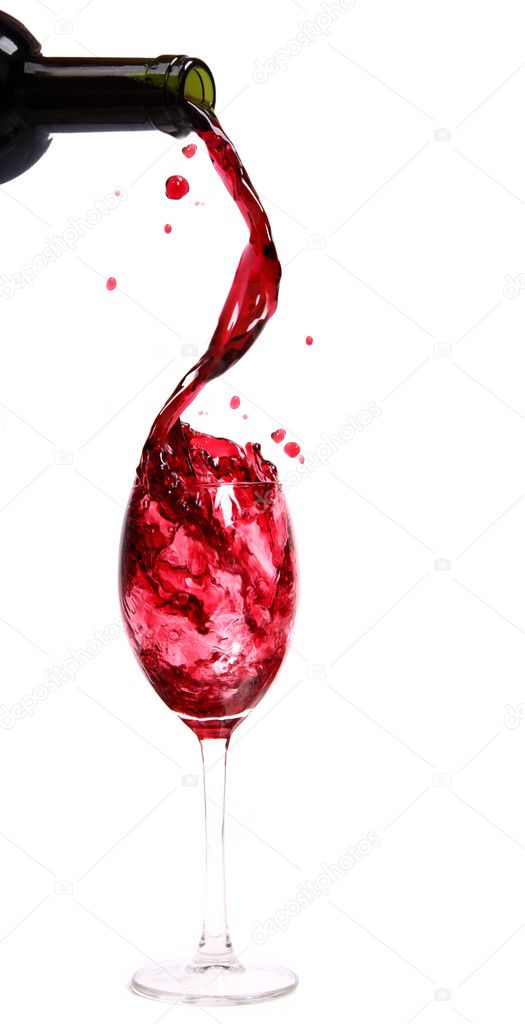 Red wine pouring down