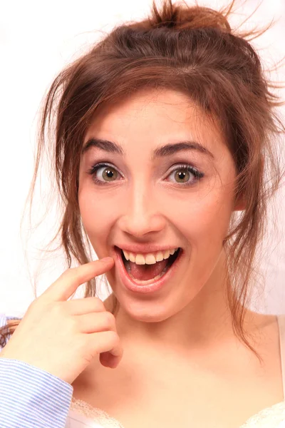 A beautiful young surprised woman — Stock Photo, Image