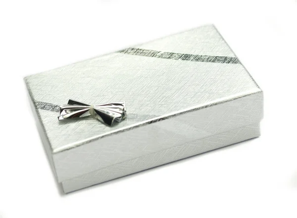 Malé stříbrné dárkové detail — Stock fotografie