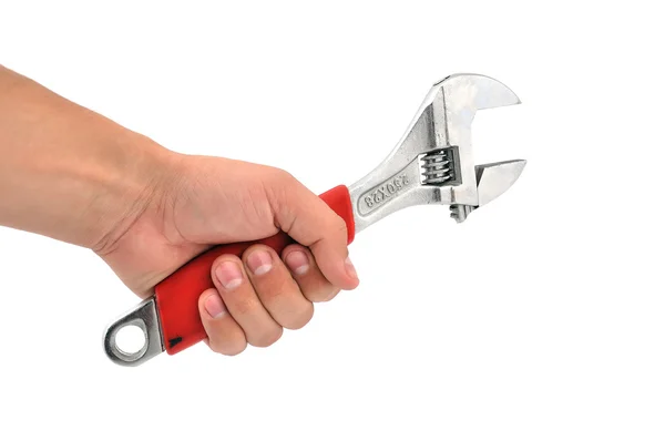Wrench in his hand — Stock Photo, Image