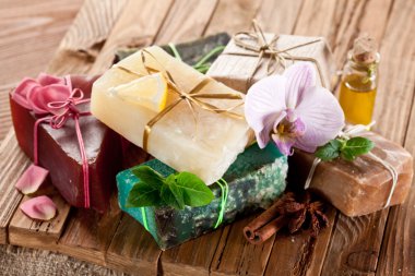 Pieces of natural soap. clipart