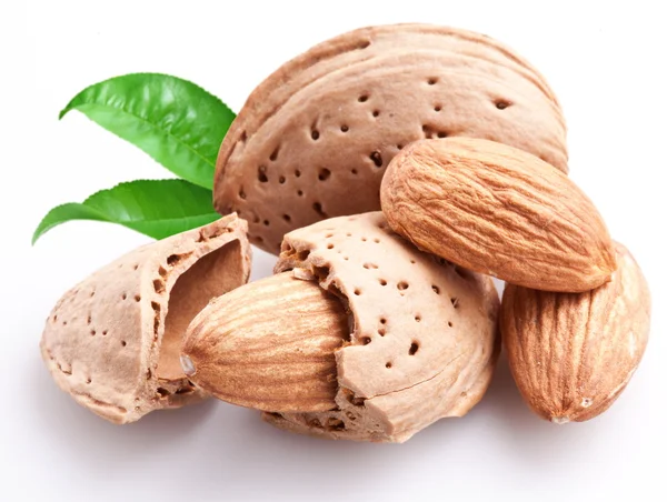 Skupina mandlové ořechy. — Stock fotografie