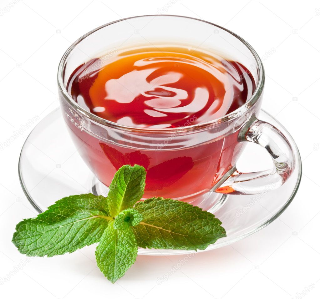 Cup tea with mint.