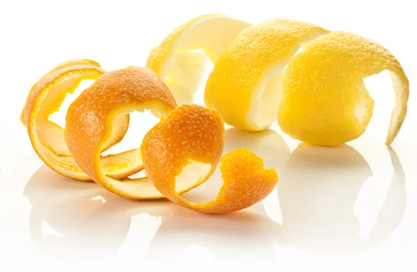 Twist of citrus peel on a white background. — Stock Photo, Image