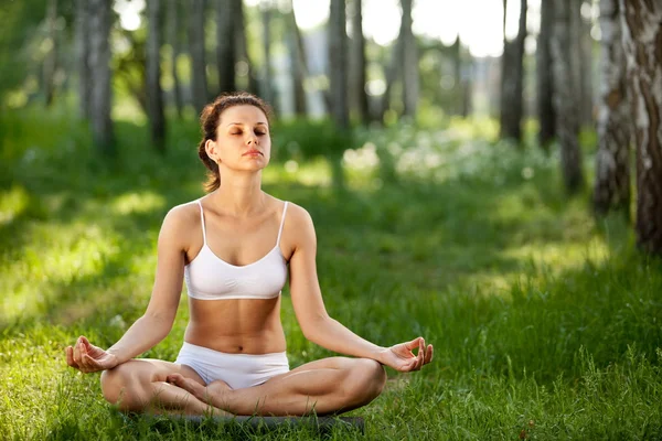 Practicar yoga al aire libre . —  Fotos de Stock