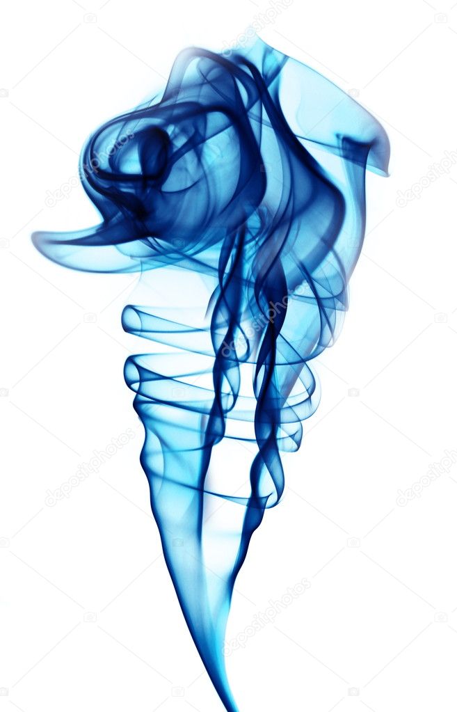 Jet of white smoke against a blue background