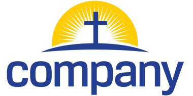 Cross with sun logo clipart