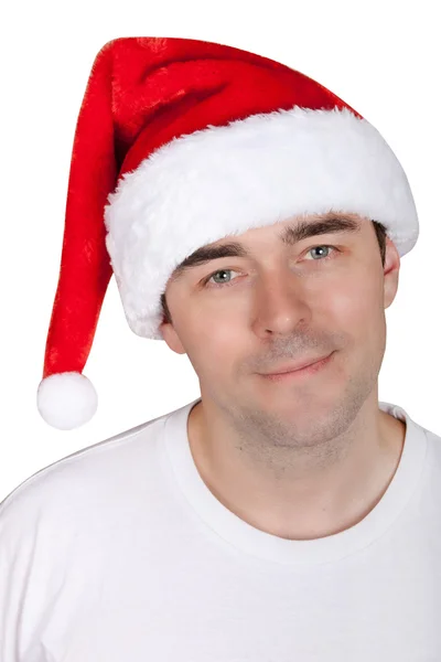 Ο άνθρωπος με με ένα κόκκινο καπέλο Χριστούγεννα — Φωτογραφία Αρχείου