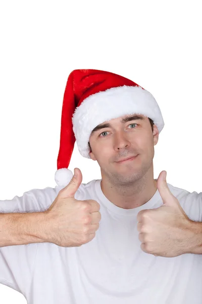 Man with in a red Christmas hat — Stock Photo, Image