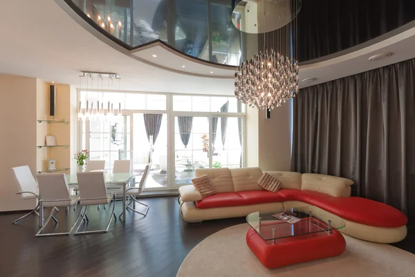 Lounge moderno bonito com sofás macios — Fotografia de Stock