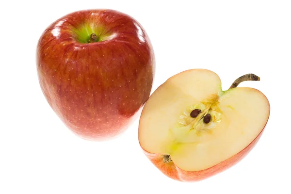 Twee rode appel op een wit — Stockfoto
