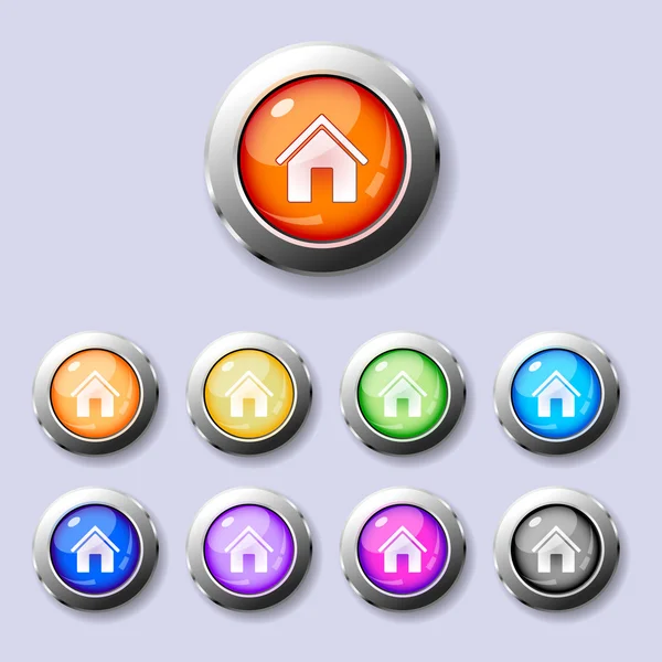 Zestaw okrągłych przycisków domu — Wektor stockowy