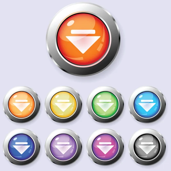 Um conjunto de botões de download redondos — Vetor de Stock