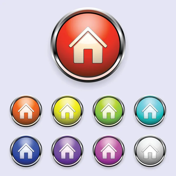 Zestaw okrągłych przycisków domu — Wektor stockowy