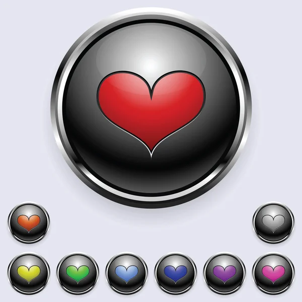 Um jogo de botões redondos Coração — Vetor de Stock