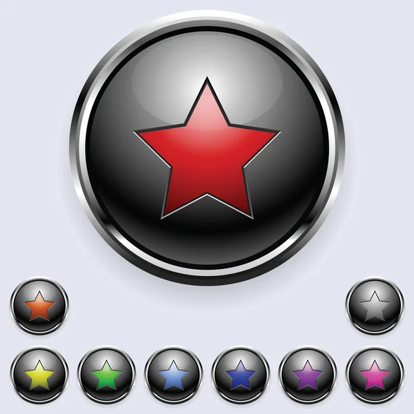 Zestaw okrągłe przyciski Star — Wektor stockowy