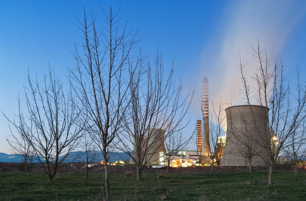 石炭発電所の近く死んだ性質 — ストック写真