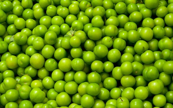 Ameixas verdes orgânicas frescas — Fotografia de Stock