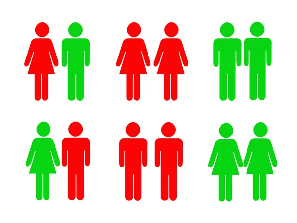 Permitted and prohibited pictograms with icons male and female — Stock Photo, Image