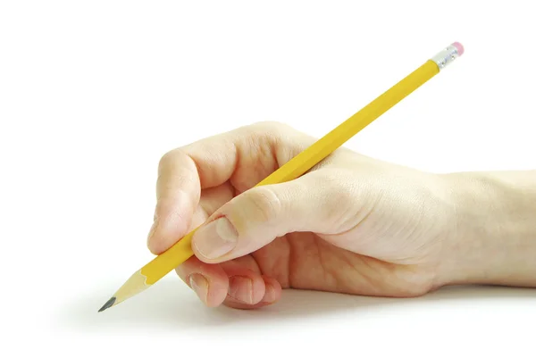 Bleistift in der Hand Stockbild