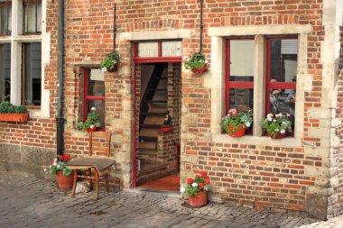 Flowers and brick wall clipart