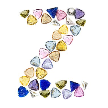 değerli taşlar alfabesi, mektup z. beyaz zemin üzerine izole.