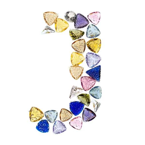 değerli taşlar alfabesi, beyaz zemin üzerine izole harf j..