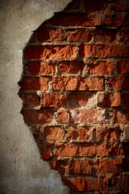 Old grunge brick wall with space for text. Vertical orientation. clipart