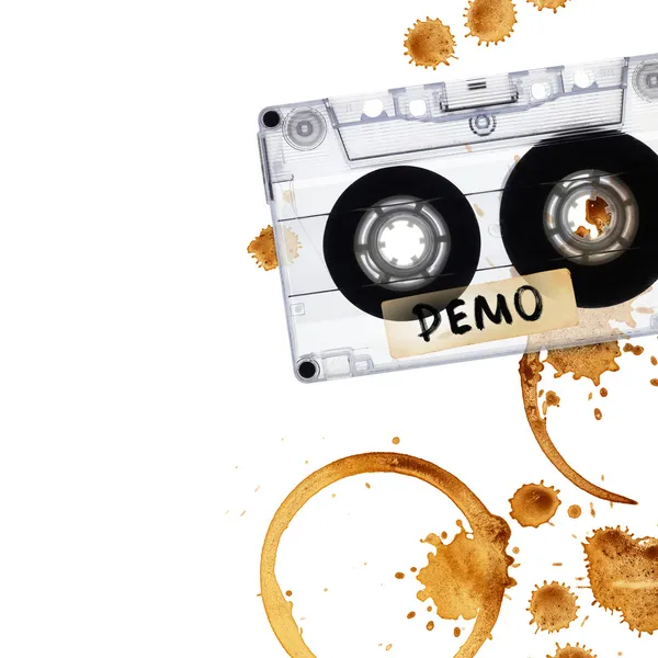 Vintage demo tape with coffee stains. — Stock Photo, Image