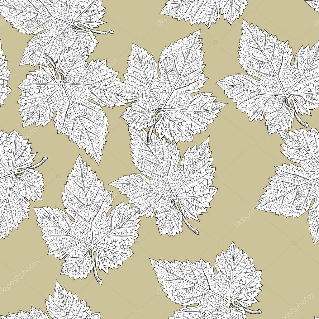 Grape leaves. Seamless pattern. Vector, eps8, easy editable.