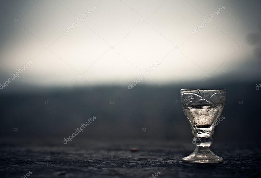 Commemorative glass of vodka at the Russian cemetery unknown sol