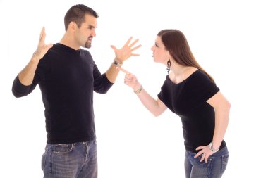 Couple conflict isolated on white clipart