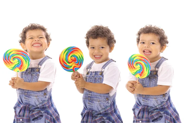 Lollipop triplets isolated on white — Stock Photo, Image