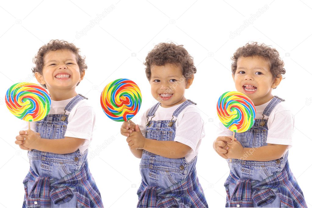 Lollipop triplets isolated on white