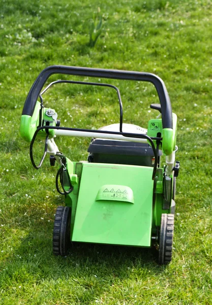 stock image Lawn mower on fresh cut grass