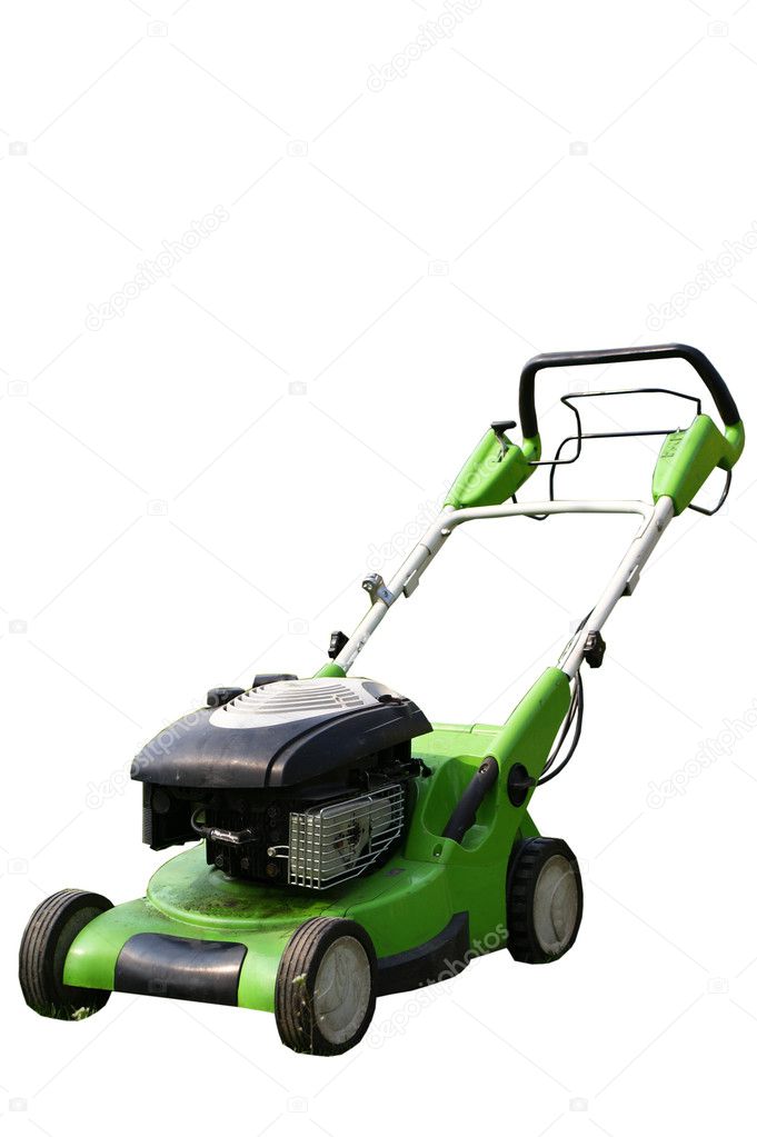 Lawn mower on white