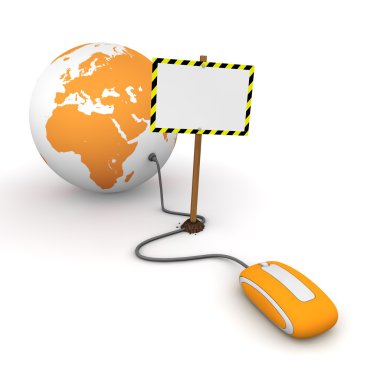 Surfing the Web in Orange - Blocked by a White Rectangular Sign clipart